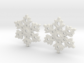 Snowflake Earring Dangles (pair) in White Natural Versatile Plastic