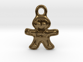 Gingerbread Man Pendant in Polished Bronze