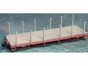  HOn30 25 foot Flatcar with stakes (plus) in White Natural Versatile Plastic