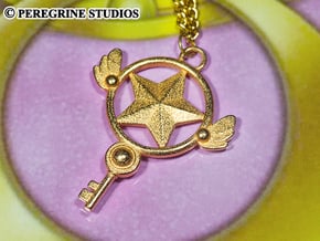 Pendant - Star Key in Polished Gold Steel