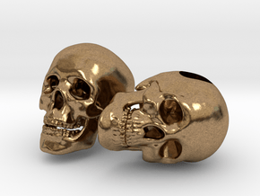 Human Skull Bead - double pack in Natural Brass