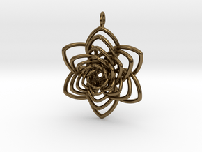 Heart Petals 6 Points Spiral - 5cm - wLoopet in Polished Bronze