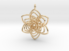 Heart Petals 6 Points Spiral - 5cm - wLoopet in 14k Gold Plated Brass