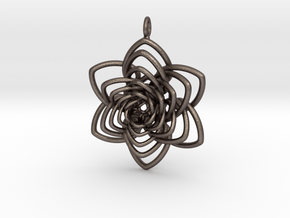 Heart Petals 6 Points Spiral - 5cm - wLoopet in Polished Bronzed Silver Steel