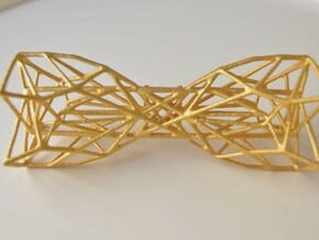 Geometric Bow Tie  in Polished Gold Steel