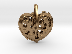 Steampunk Heart Pendant in Natural Brass