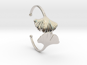 Ginko bracelet 2 leaf style, sizes XS, S, in Rhodium Plated Brass: Small