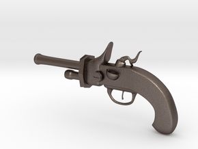 Flintlock Pistol 4.5" in Polished Bronzed Silver Steel