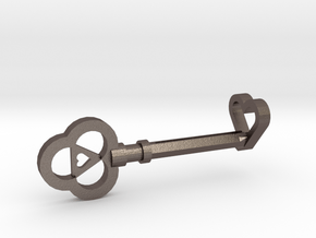 Heart Key (full size) in Polished Bronzed Silver Steel