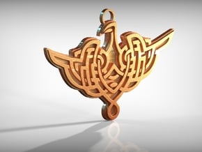 Celtic Bird Medallion in Polished Gold Steel