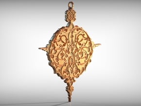 Baroque Ornament Amulet in Polished Gold Steel