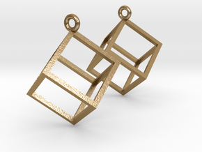 Cube Earrings (pair) in Polished Gold Steel
