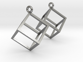 Cube Earrings (pair) in Natural Silver