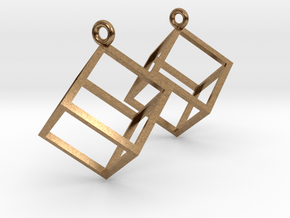 Cube Earrings (pair) in Natural Brass