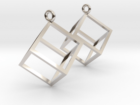 Cube Earrings (pair) in Platinum