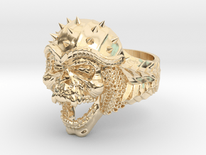 Viking Skull Ring  in 14k Gold Plated Brass