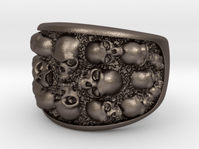 Multi Skull Ring in Polished Bronzed Silver Steel