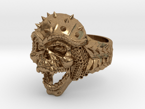 Viking Skull Ring  in Natural Brass