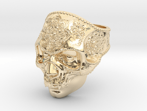 Mandala Skull Ring in 14K Yellow Gold