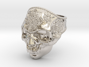 Mandala Skull Ring in Platinum