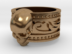 Tribal Skull Ring  in Natural Brass