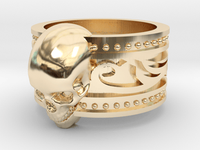 Tribal Skull Ring  in 14k Gold Plated Brass
