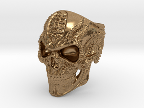 BioMech Skull Ring in Natural Brass