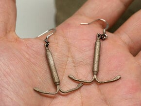 IUD Earrings in Polished Bronzed Silver Steel