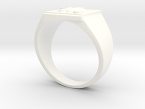 Initials Signet ring (size 63) in White Processed Versatile Plastic