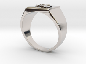 Initials Signet ring (size 63) in Platinum