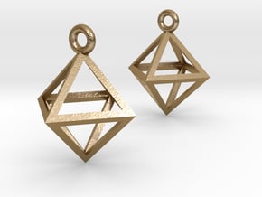 Octahedron Earrings pair in Polished Gold Steel