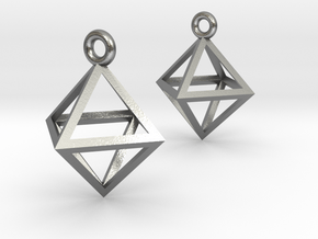 Octahedron Earrings pair in Natural Silver