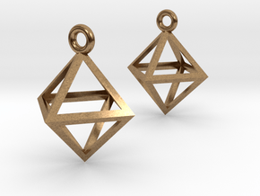 Octahedron Earrings pair in Natural Brass