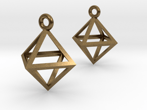 Octahedron Earrings pair in Natural Bronze