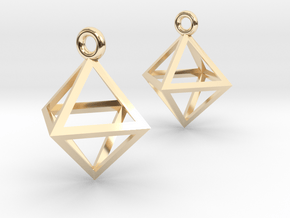 Octahedron Earrings pair in 14K Yellow Gold