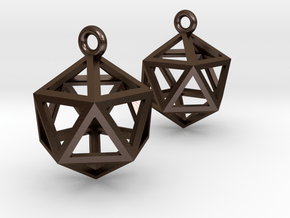 Icosahedron Earrings .5" in Polished Bronze Steel