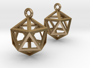 Icosahedron Earrings .5" in Polished Gold Steel
