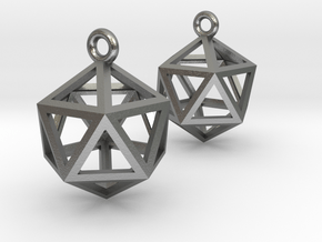 Icosahedron Earrings .5" in Natural Silver