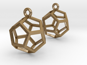 Dodecahedron Earrings 1" in Polished Gold Steel