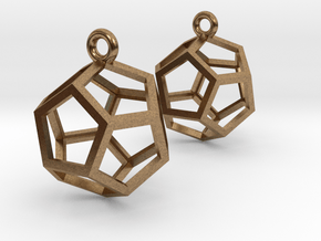 Dodecahedron Earrings 1" in Natural Brass