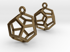 Dodecahedron Earrings 1" in Natural Bronze