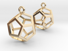 Dodecahedron Earrings 1" in 14K Yellow Gold