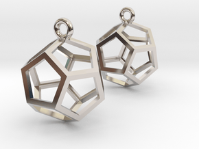 Dodecahedron Earrings 1" in Platinum