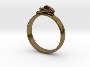 Bunny Rabbit Ring UK P, US 7.5, 17.8mm in Polished Bronze
