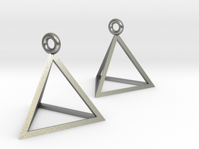 Tetrahedron Earrings in Natural Silver
