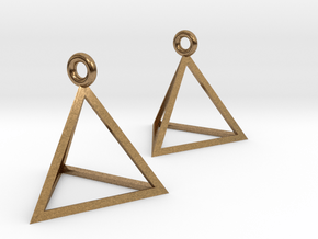 Tetrahedron Earrings in Natural Brass