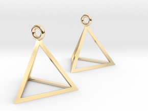 Tetrahedron Earrings in 14k Gold Plated Brass