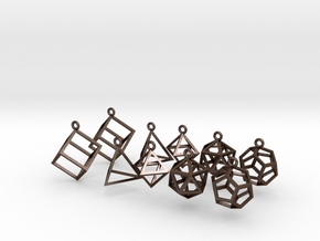 Platonic Earrings Set (5 pairs) in Polished Bronze Steel