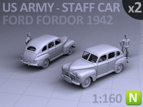 American Staff Car 1942 (N scale) - 2 Pack in Tan Fine Detail Plastic