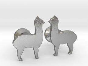 Llama Cufflinks in Natural Silver